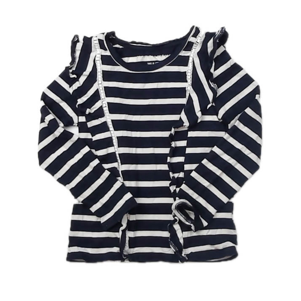 Rockets Of Awesome Girls Navy | White Long Sleeve T-Shirt size: 6-7 Years
